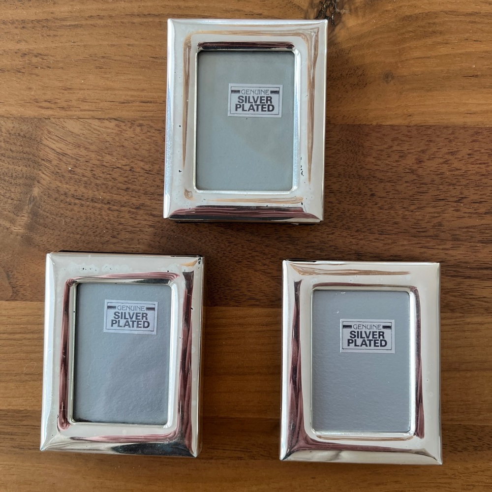 PICTURE FRAMES Lot of 3 Mini Silver Plated Over Brass SP217 Made Korea Classic